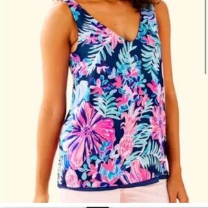 Lilly Pulitzer Getaway Garden/ Navy reversible tank top